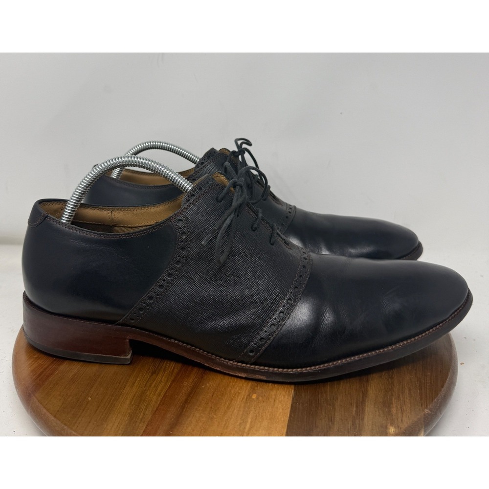 Cole Haan Mens Black Leather Mixed Media Brogue Oxford Shoes C14389 Size 13 M